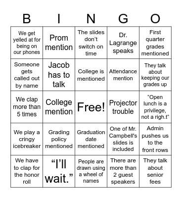 Town Hall Bingo 2.0 Bingo Card