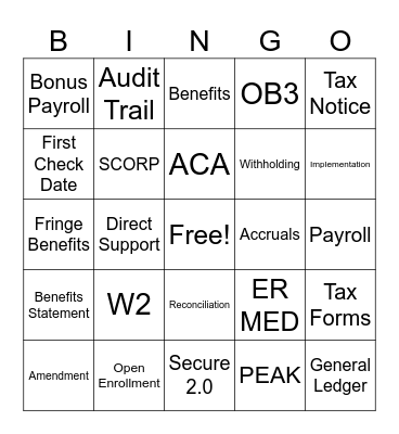 YEAR END Bingo Card