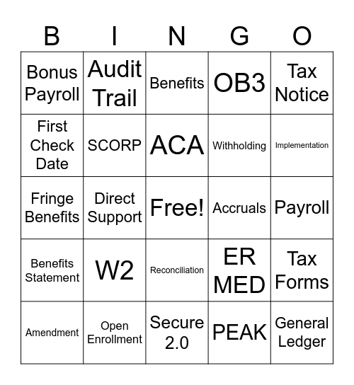 YEAR END Bingo Card