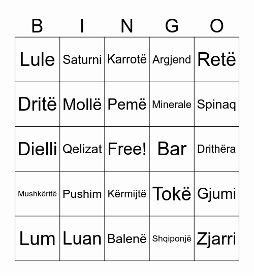 Bingo për Krijimin Bingo Card