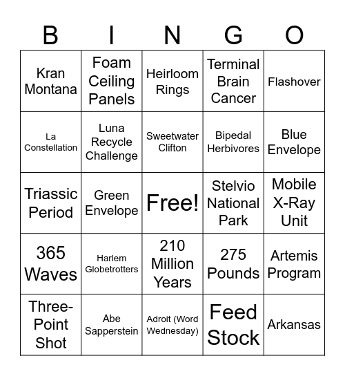 CNN 10 1/7/26 Bingo Card