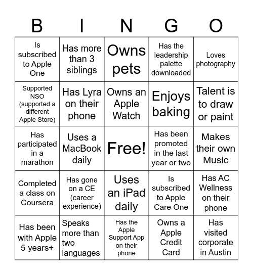 FIND SOMEONE WHO Bingo Card
