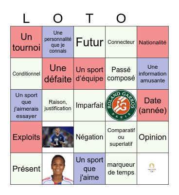 Les personnalités sportives francophones Bingo Card