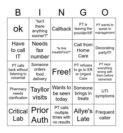 Eldron Phone Bingo Card