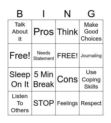 Dealing with Changes Bingo Card