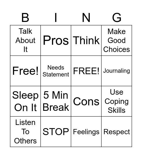 Dealing with Changes Bingo Card