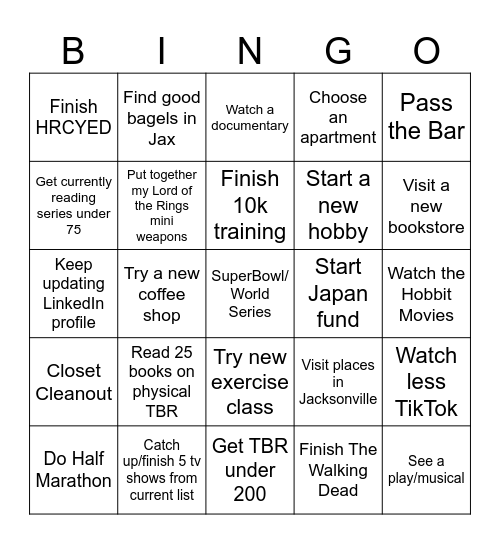 2026 Resolutions Bingo Card