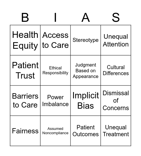 BIAS Bingo Card