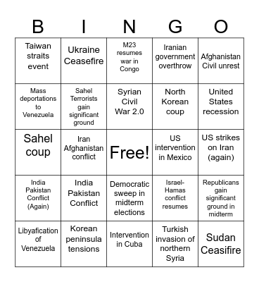 2026 Bingo Card