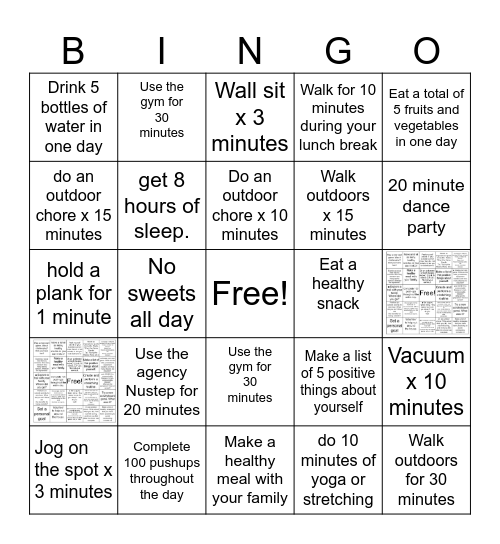 Wellness Bingo Card