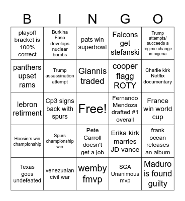2026 BINGO Card