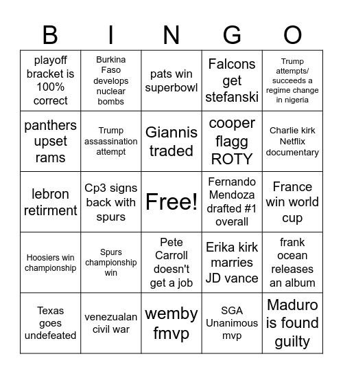 2026 BINGO Card
