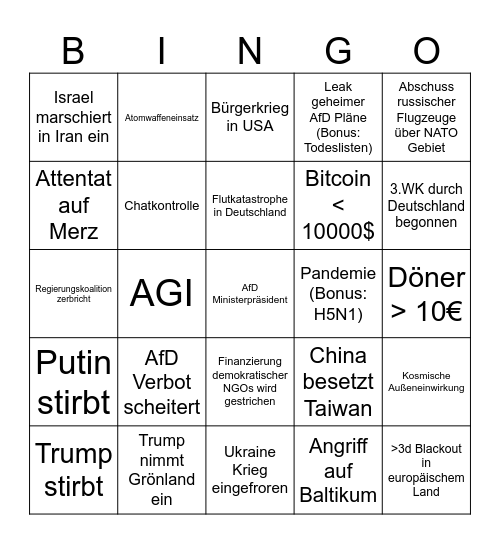 2026 Apokalypse Bingo Card