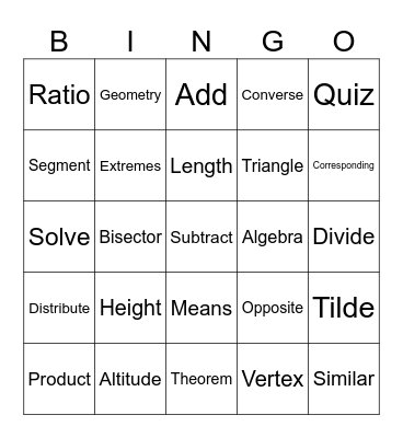 6.1.3 Similar Triangles Bingo Card