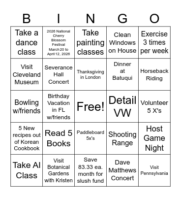 Glow & Grow 2026 Bingo Card