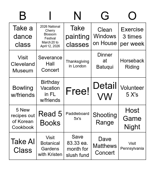 Glow & Grow 2026 Bingo Card
