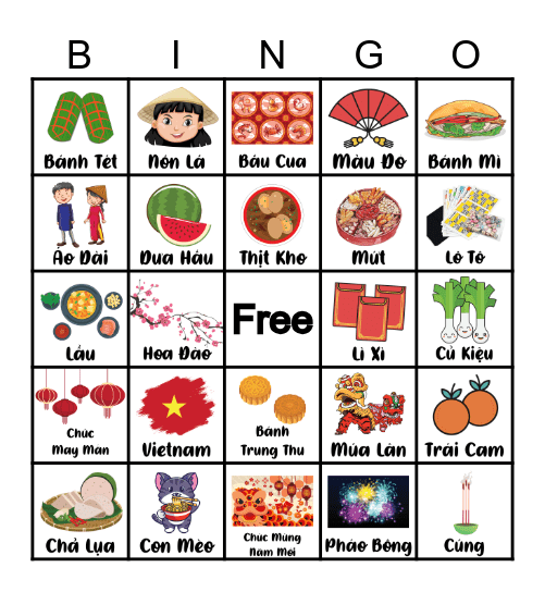 Chúc Mừng Năm Mới Bingo Card