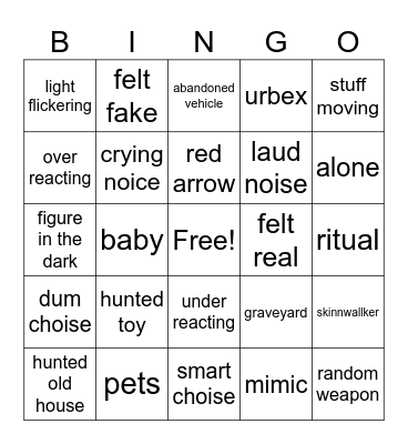 scary bingo Card