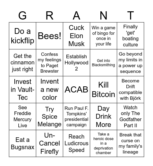 2026 Bingo Card