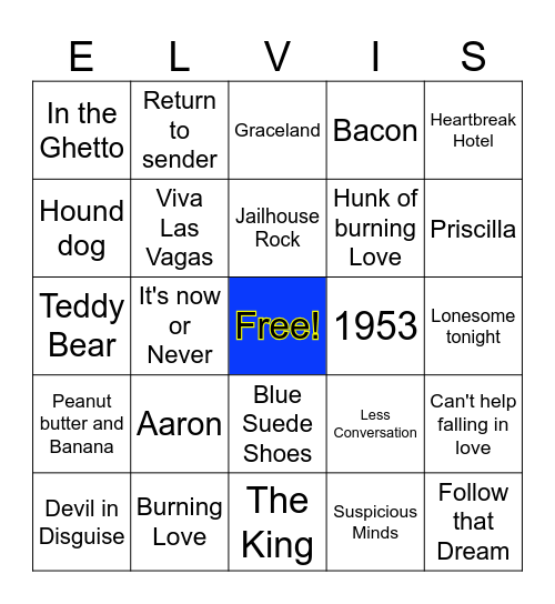 Happy Birthday Elvis! Bingo Card