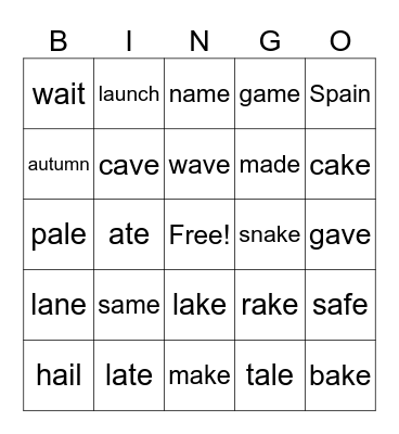 Sight words Bingo Card