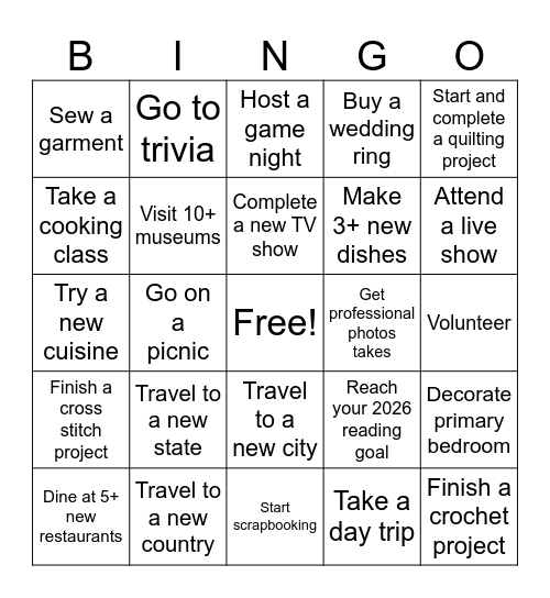 2026 Bingo Card