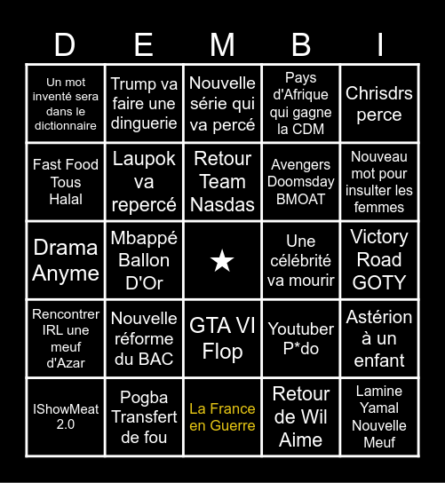 Bingo 2026 Bingo Card