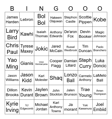 Basketball Bingo Card