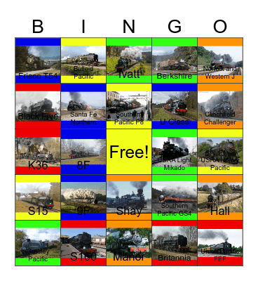 Steam Engines that I would like to take photos after John would say "Wave Bye Bye to Godzilla Saves the Earth on the PS2 for life" one day Bingo Card