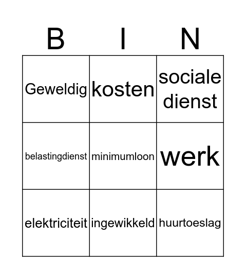 Woorden tekst 1 Bingo Card