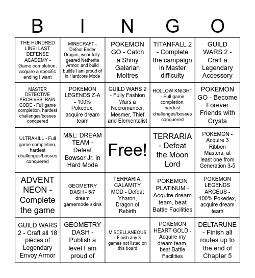 84's 2026 Gaming Bingo Board Bingo Card