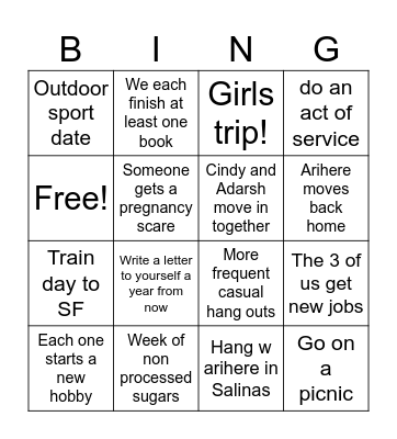 2026 Girls’ Bingo Card