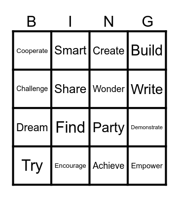 New Year's Goals Bingo Card