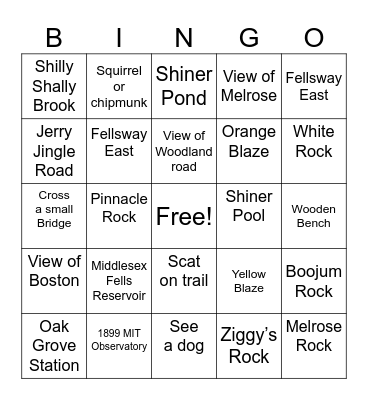 Rock Circuit Trail Updated Bingo Card