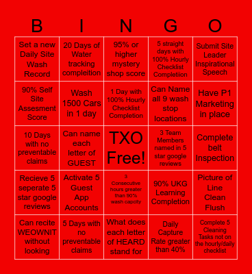 TXO Bingo Card