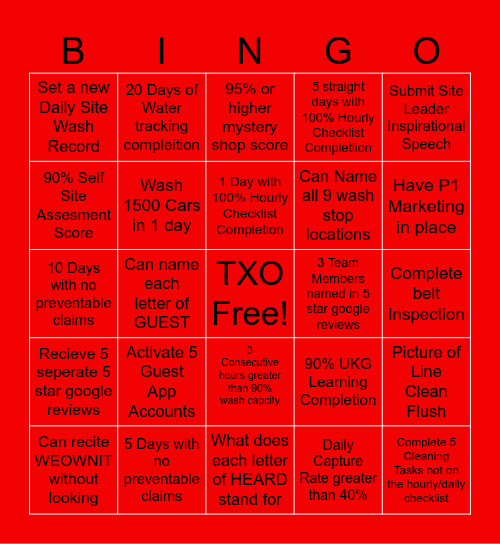 TXO Bingo Card