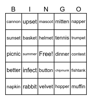 VC/CV BINGO Card