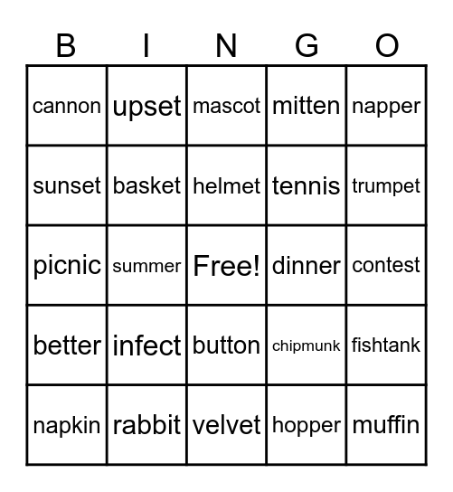 VC/CV BINGO Card