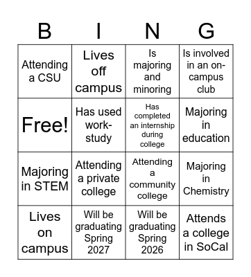 C2C Winter Bingo Card