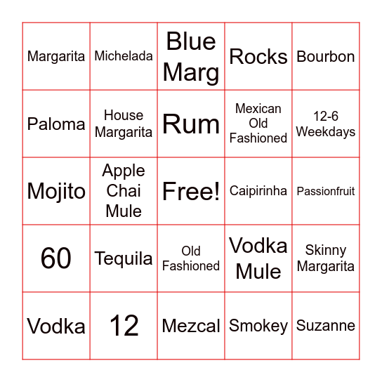 Papi's Bar BINGO Card