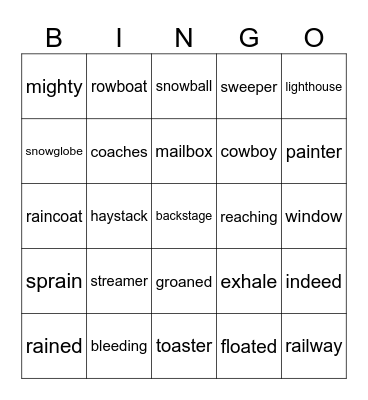 Long Vowels Bingo Card