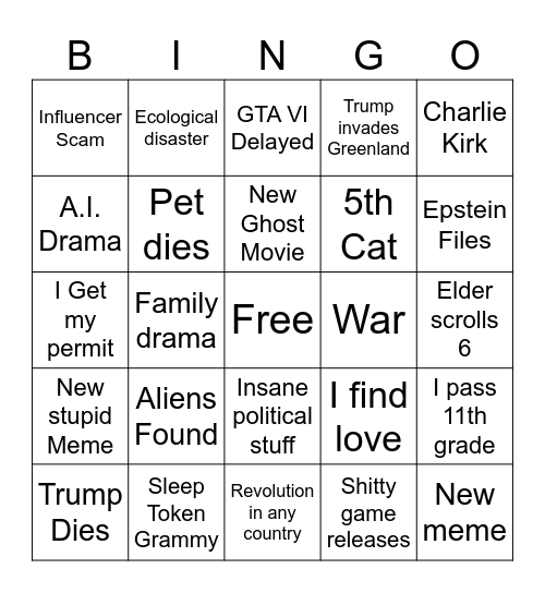 2026 Bingo Card
