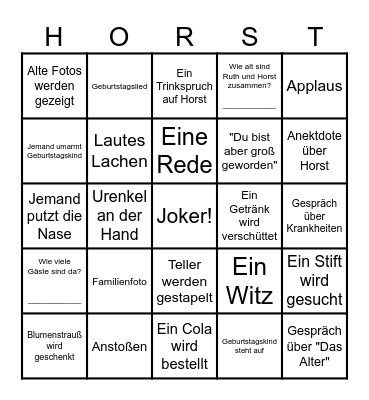 Horst Bingo Card