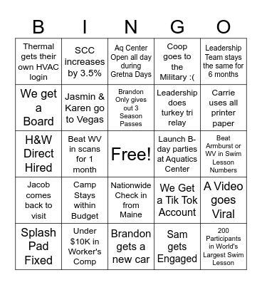2026 Gretna Crossing Bingo Card Bingo Card