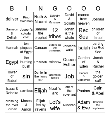 Old Testament Bingo Card