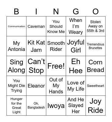 DAVE MATTHEWS ROUND 3 Bingo Card