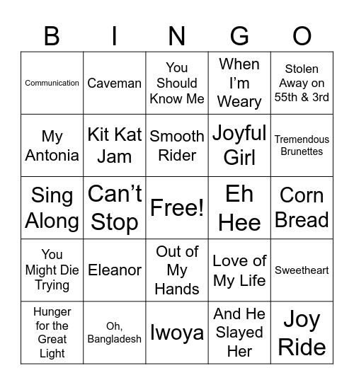 DAVE MATTHEWS ROUND 3 Bingo Card