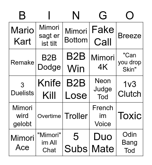 Weylowänt Bingo Card