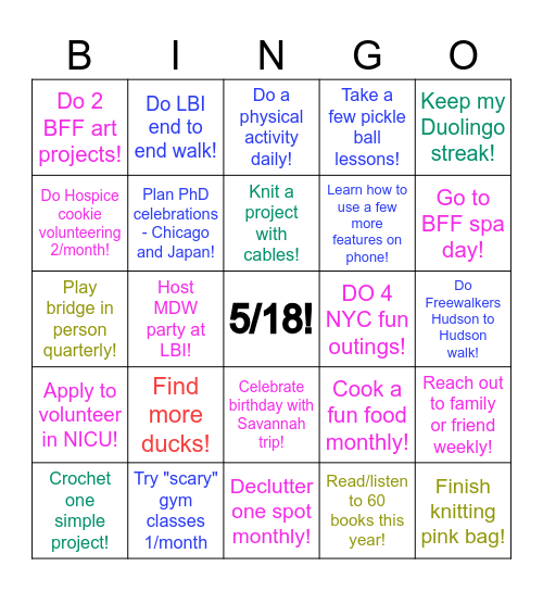 2026 Goals Bingo Card