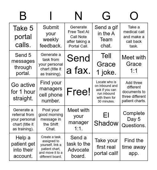 Amaze Bingo Card